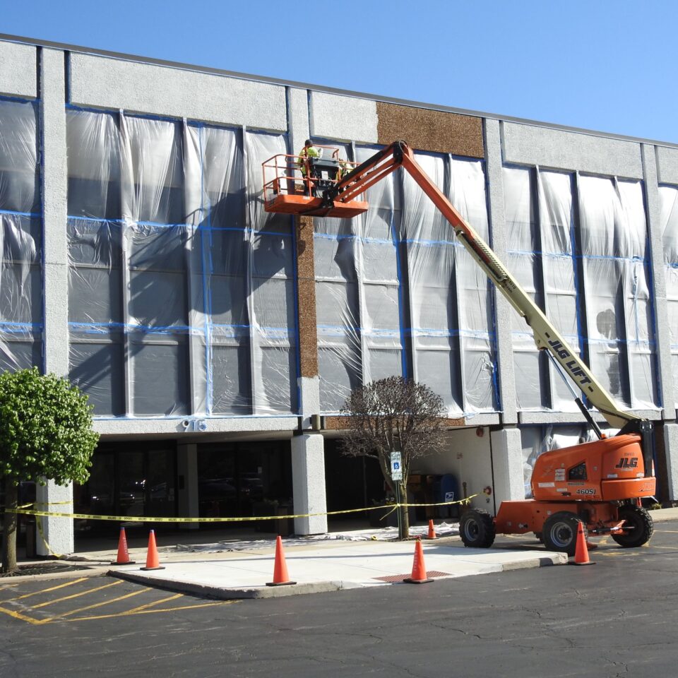Commercial Office Building being painted in Oak Brook Illinois